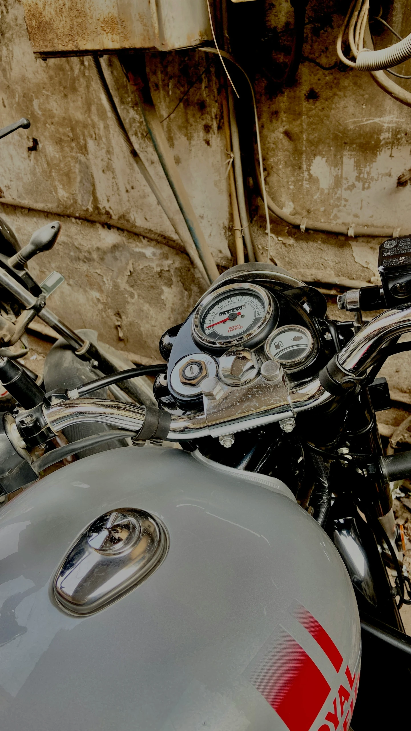 a close - up of the meter and the seat on a motorcycle