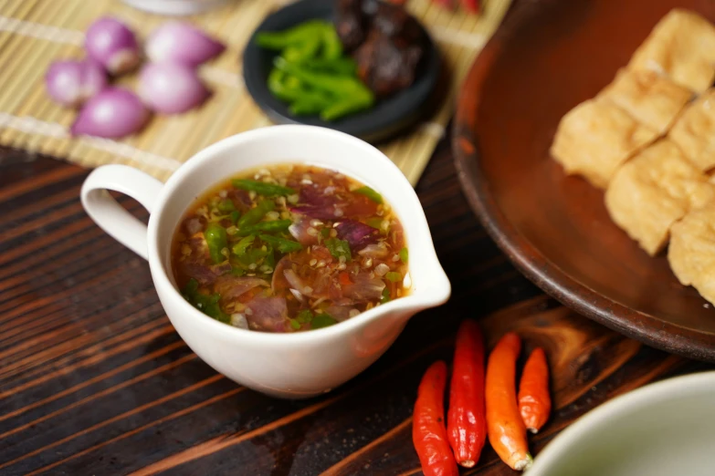 the soup and vegetables are ready to be eaten