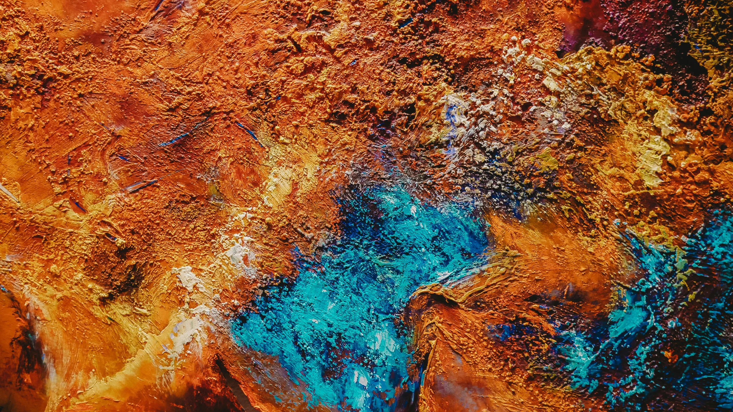 an orange, blue and brown piece of material