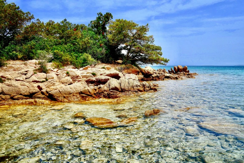 the rock shoreline at the edge of the ocean