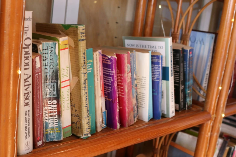 books on the shelf are lined up near each other