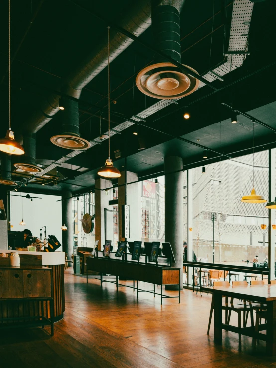 a room filled with lots of seating and large windows