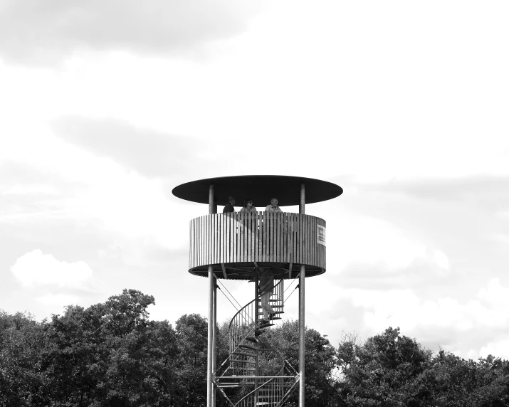 the observation tower has a guard rail at the top