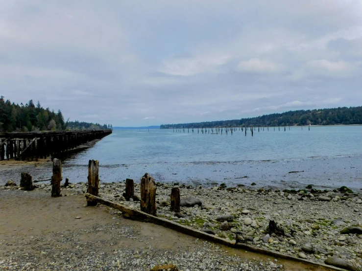 a bunch of water sitting next to a dock