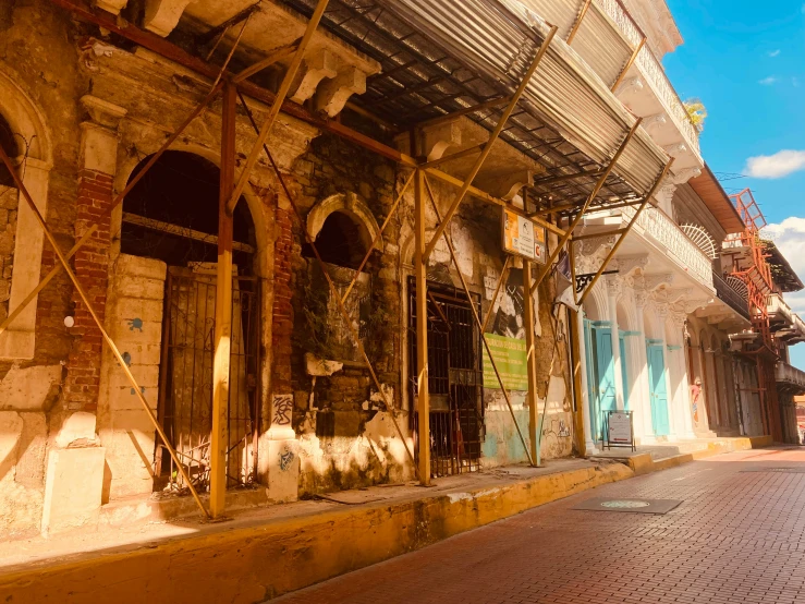 a street that has some kind of old building in it