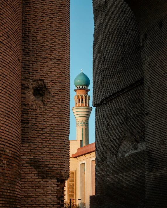 a tower that is inside a brick building