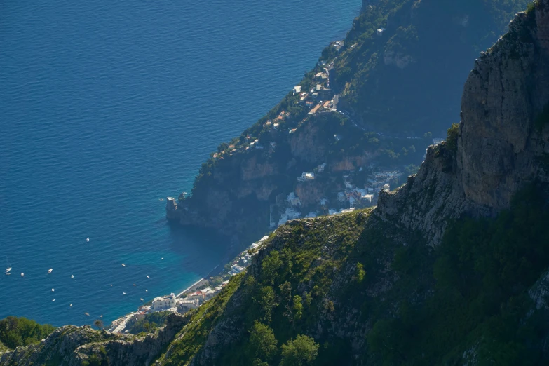 a scenic view shows the rocky coastline of an island