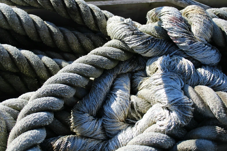 the top view of a large pile of ropes