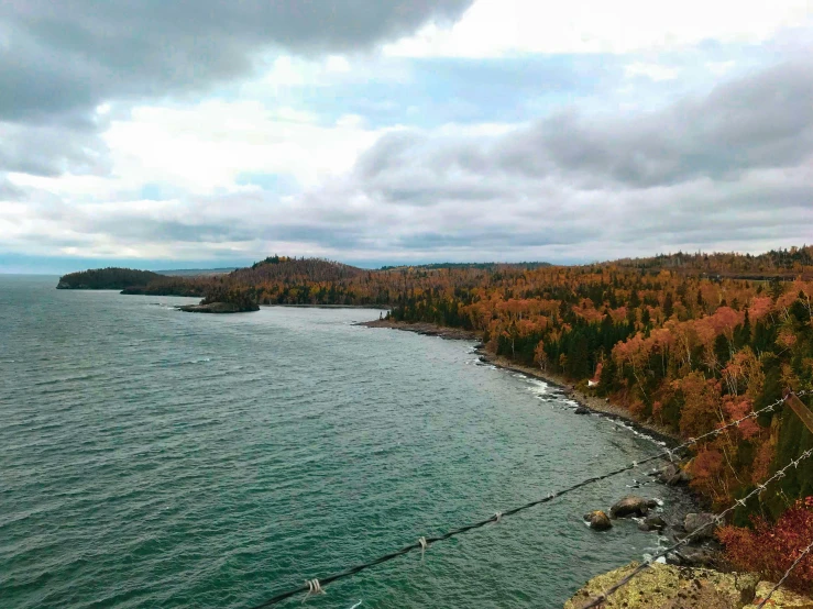 view of an island from the edge of a cliff