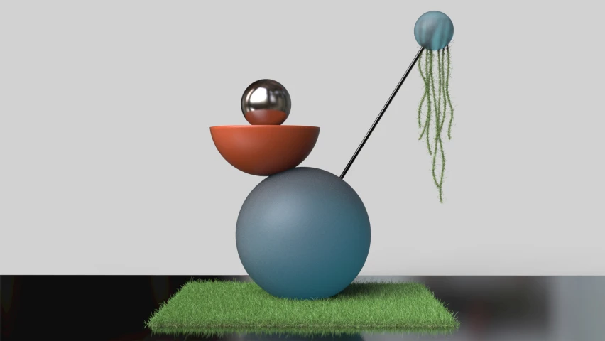 there are balls with a planter on top of them