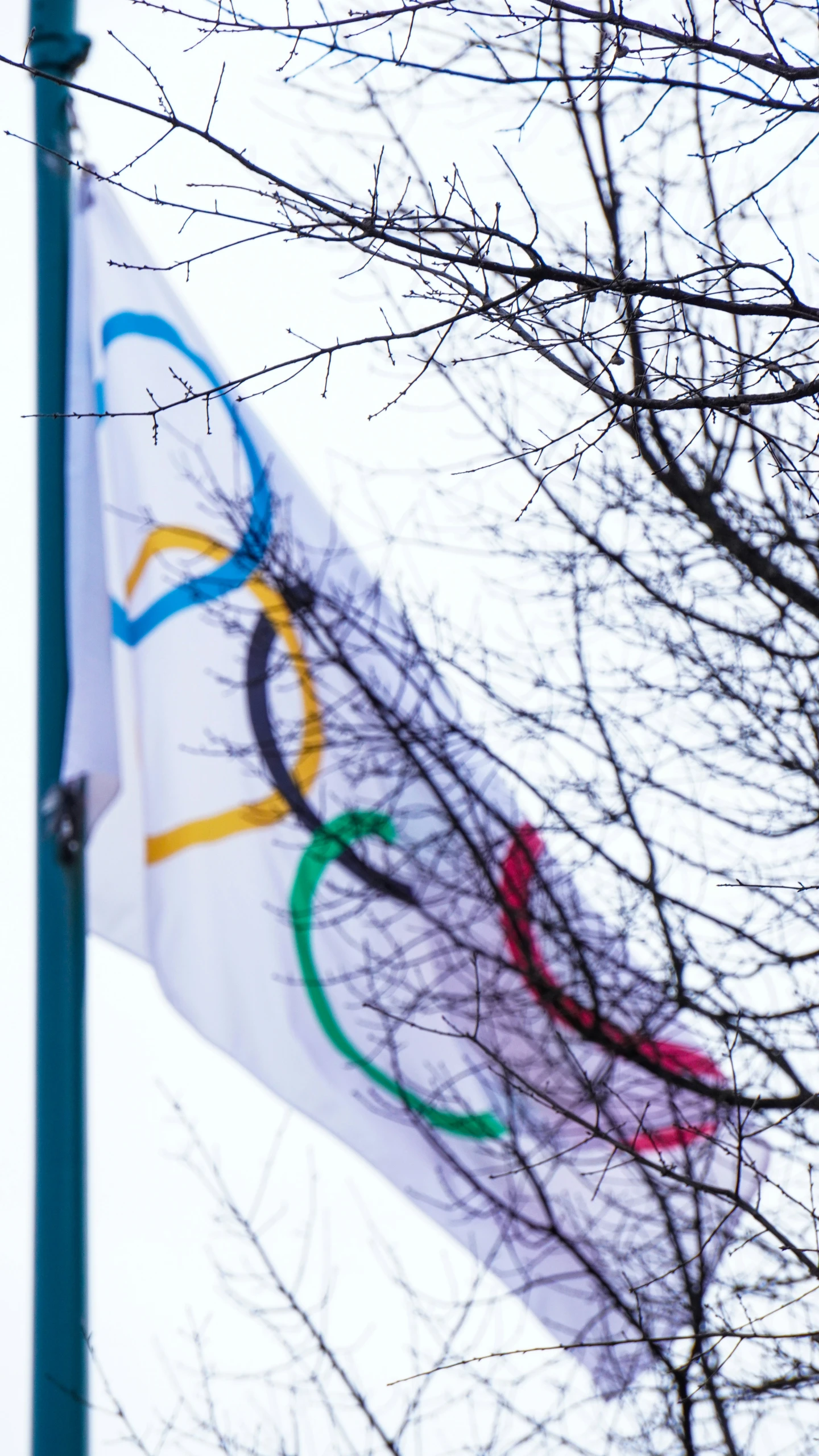 a pole with a large flag on it