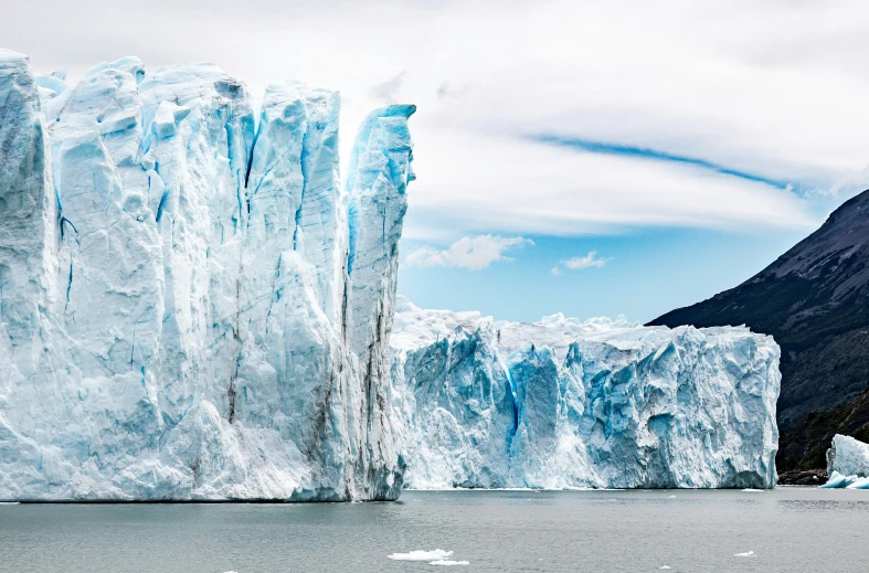 an iceberg that has frozen in the water