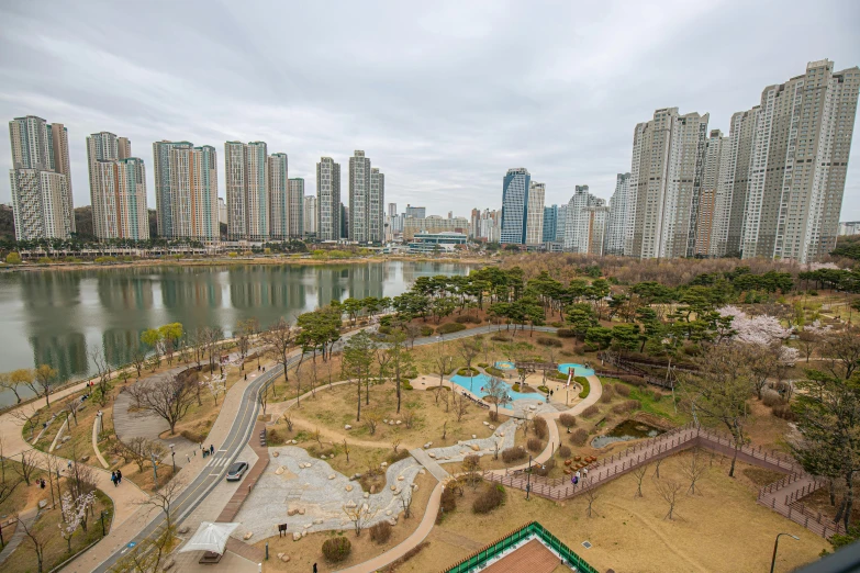 a city view of the park with many fountains