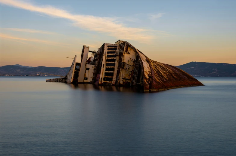 there is an old structure that sits in the water