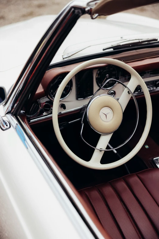 interior s of an old convertible from the 1950