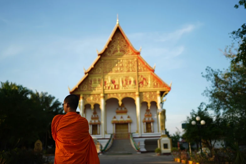 a person standing outside near a building