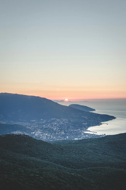 view of the ocean from a hill top