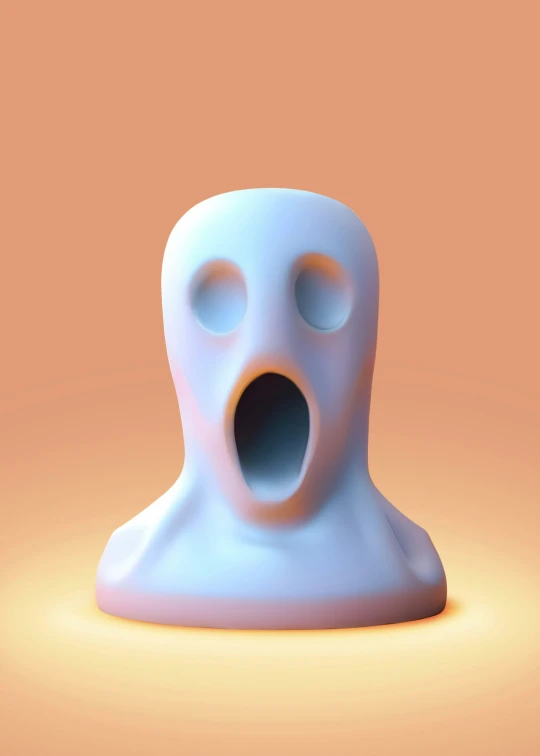 a white object with it's mouth open and some eyes