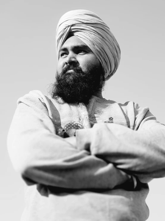 black and white pograph of man in a turban