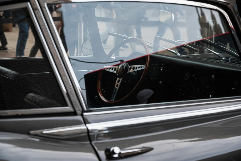 the interior of a car parked on the street