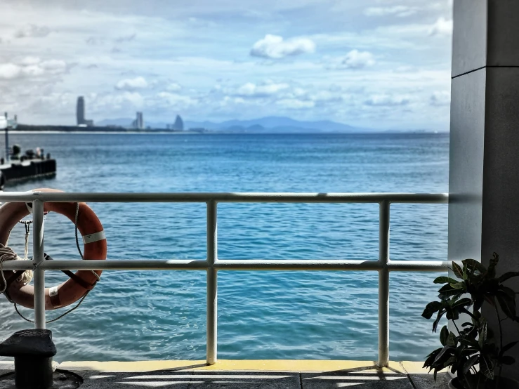 a life preserver is on the deck of a boat