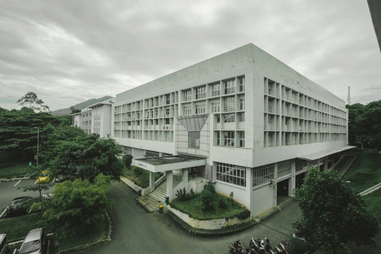 this is an aerial view of the entrance of an office building