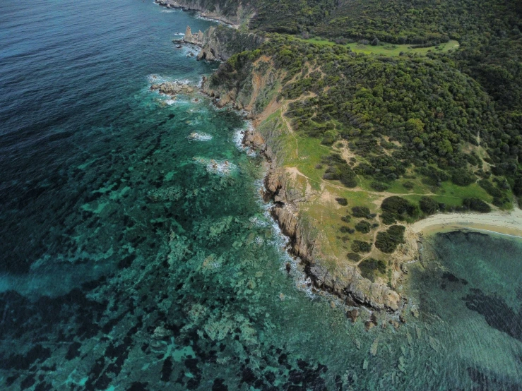 an aerial view of an island and the surrounding area