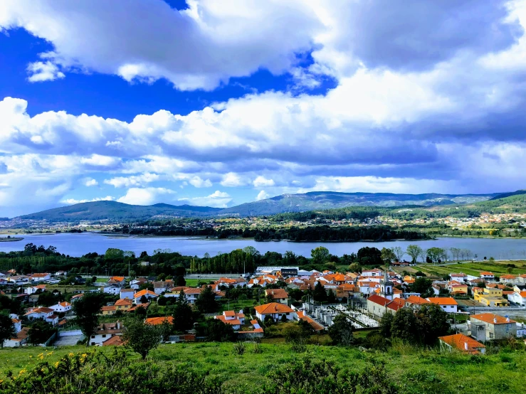 there is a small village next to a body of water