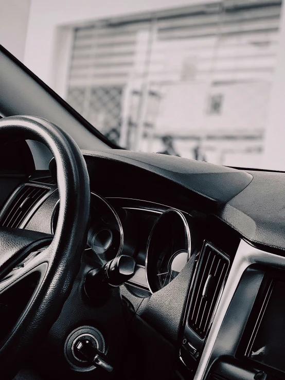 an interior view of the dashboard of a car