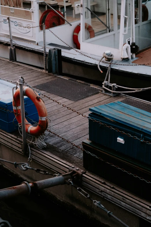 the deck of a boat docked at the docks