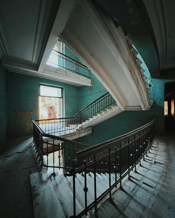 a room filled with lots of white stairs