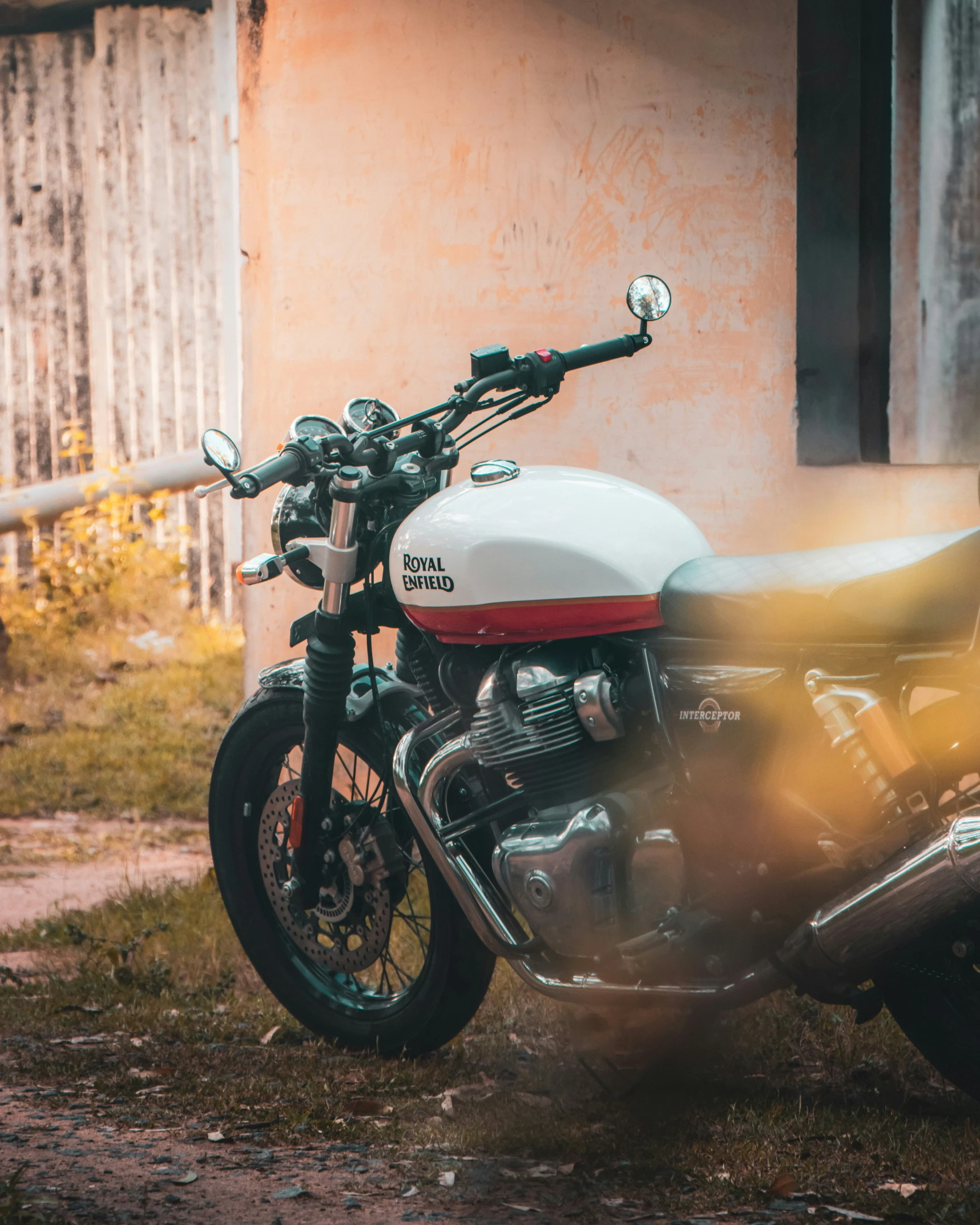 a motorcycle parked in front of a building