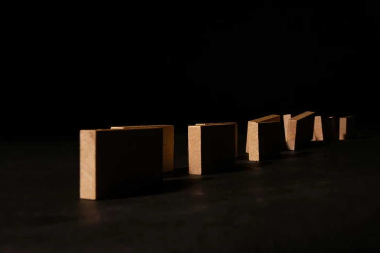 a row of boxes sitting on top of a table