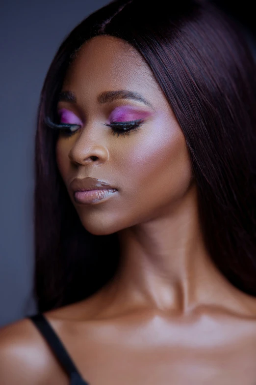 an african american woman with vint, bright makeup