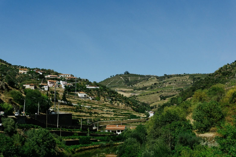 the houses on a mountain, in a village