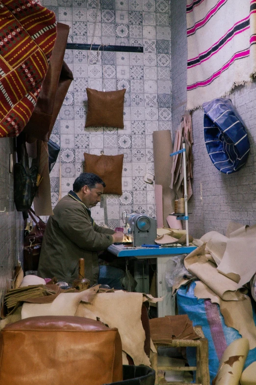 a room filled with lots of cloth covered walls