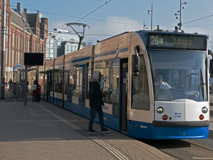 a train that is sitting in the street