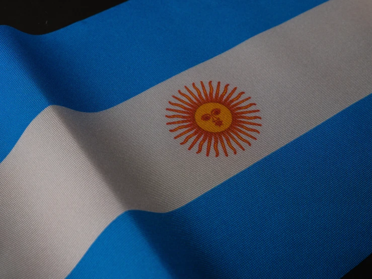 closeup of the flag of the sun, the flag of the country of argentina