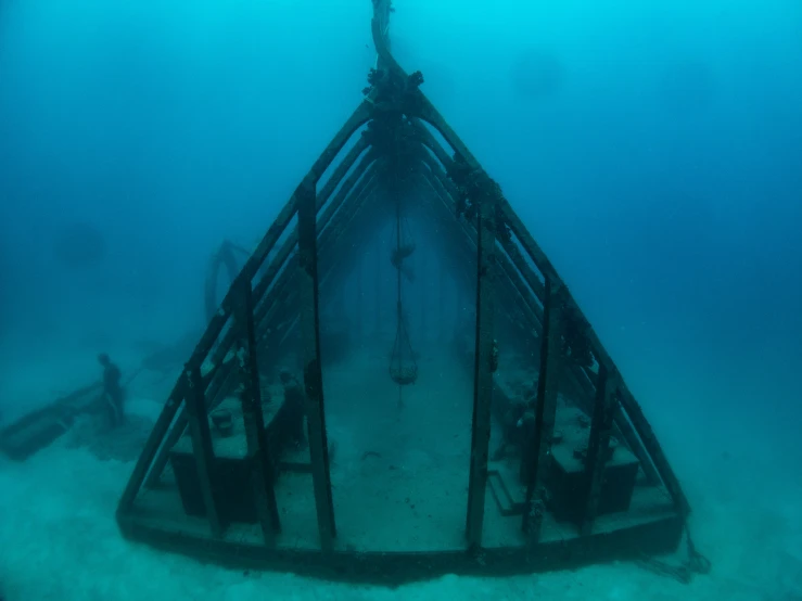 a boat that is on the ocean under water