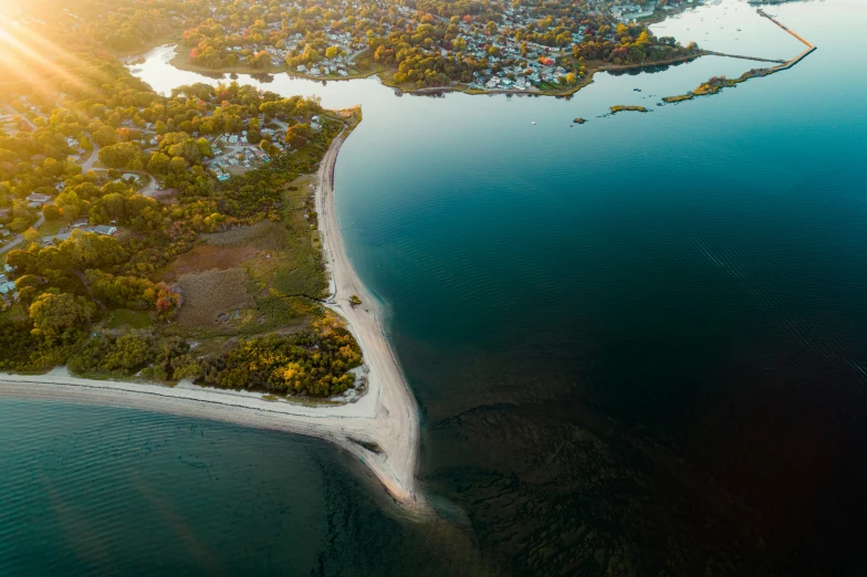 an island in the middle of some water