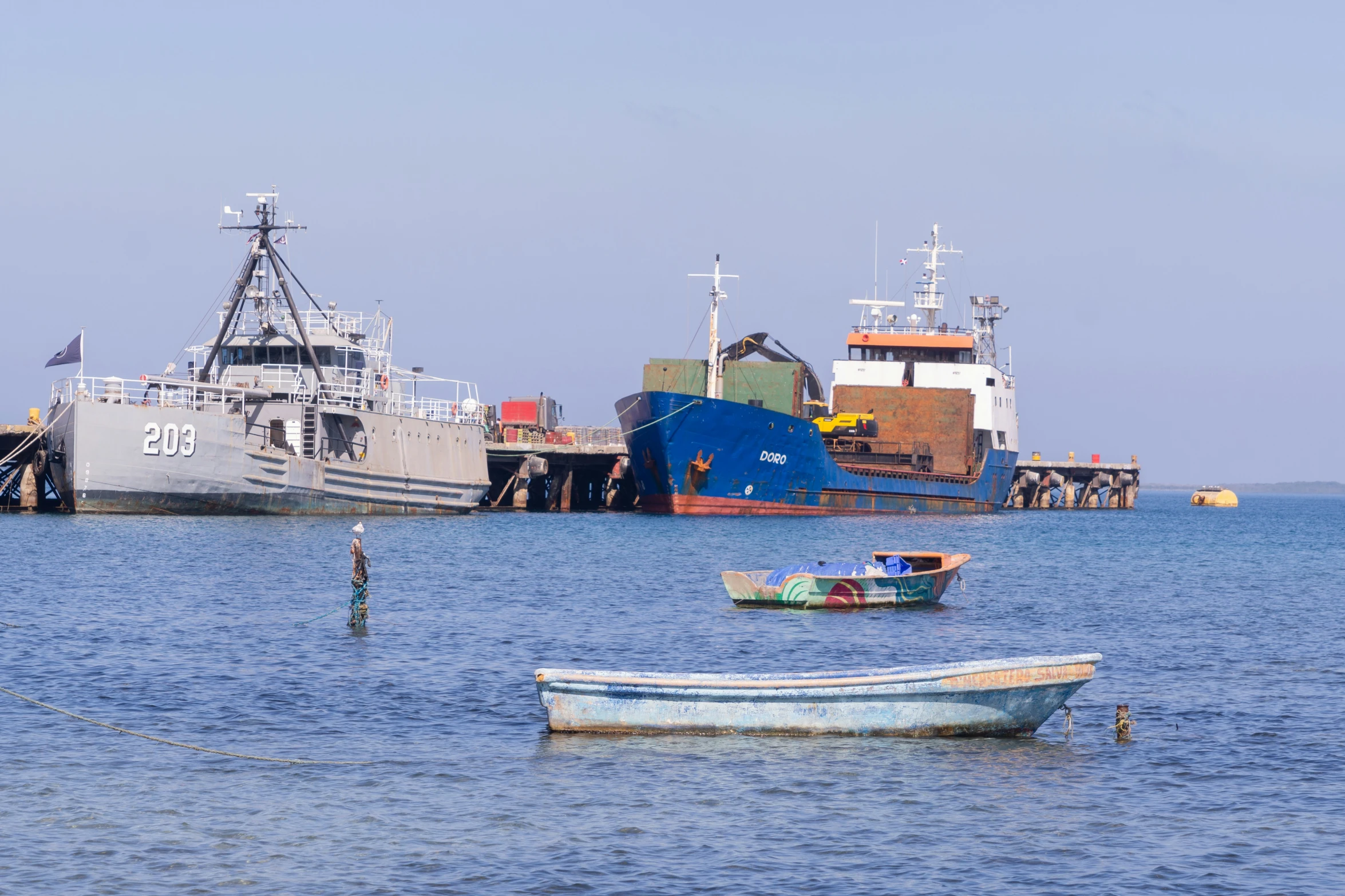 a large boat out in the middle of some water