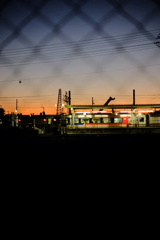 a train that is sitting in the dark