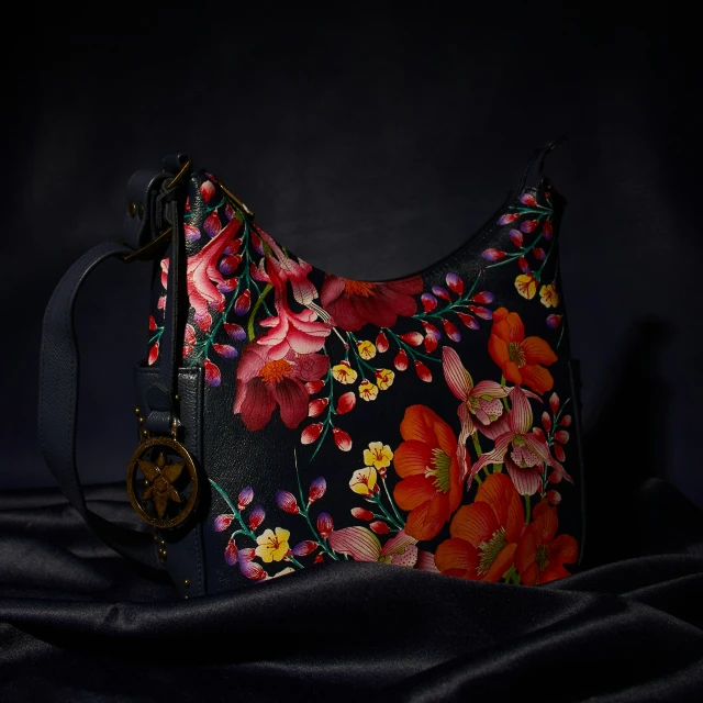 a bag that has a lot of flowers on it