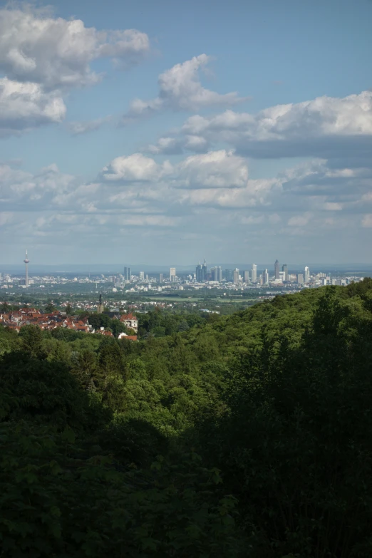 city view of the city from hill top on a sunny day