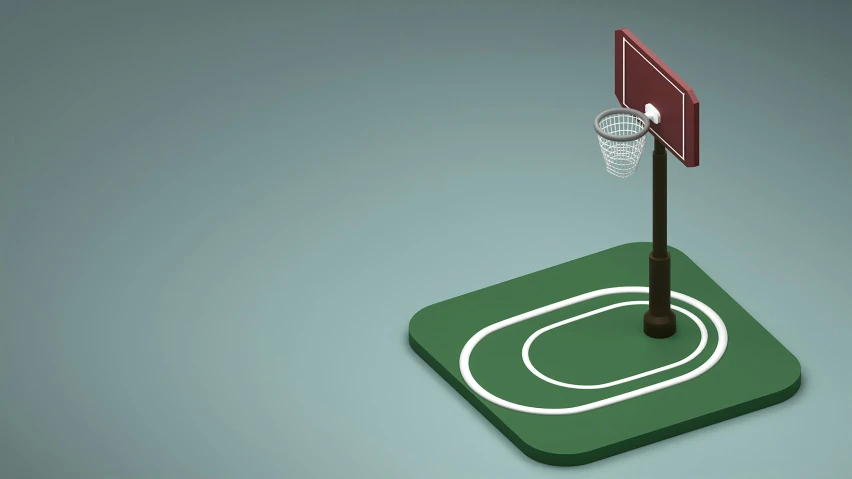 a 3d basketball court in an animated view