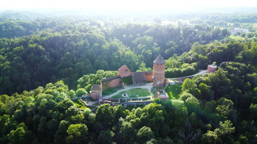 the ruins of an old castle in the middle of a forest