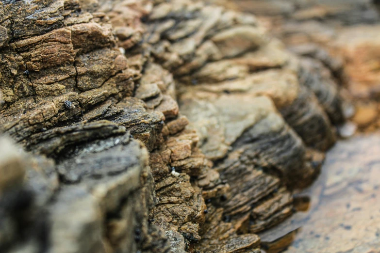 a section of natural rock formation with tiny rocks