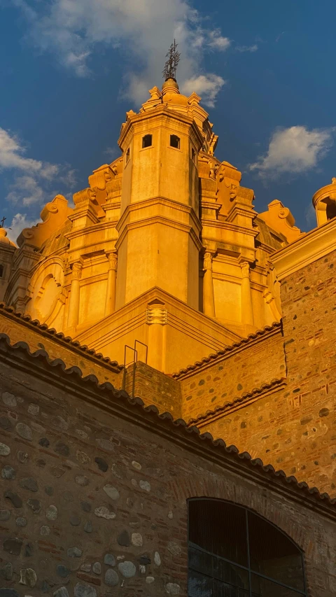 the very large castle like structure is yellow