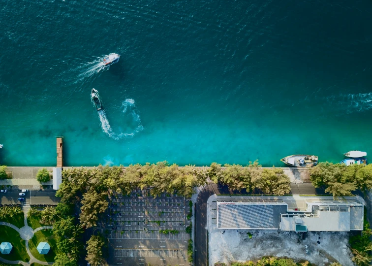 an aerial s of a boat in the ocean