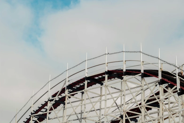 the roller coaster rides are on a cloudy day